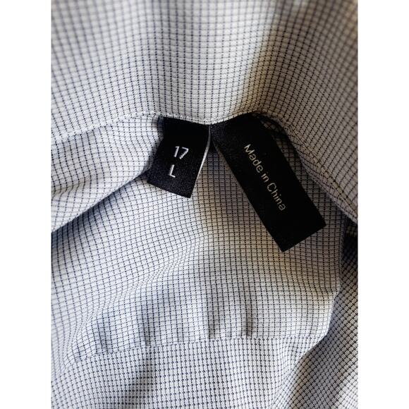 Theory Men's Cedrick Zino Graph-Check Dress Shirt Size 17L Blue - Picture 5 of 7